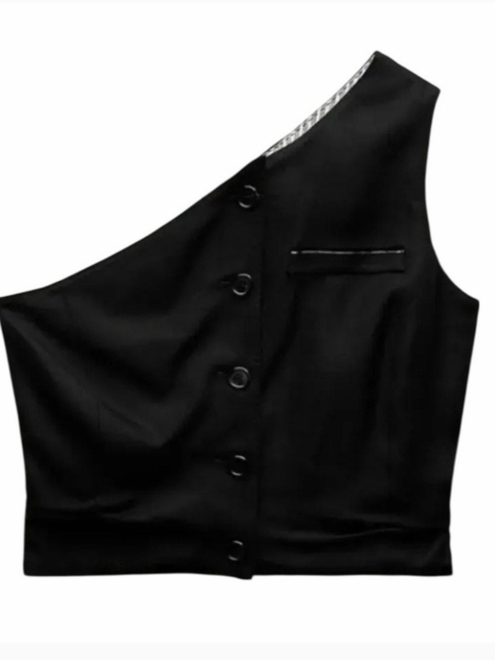 Zara Black Asymmetric Button-Front Vest M - Picture 4 of 8